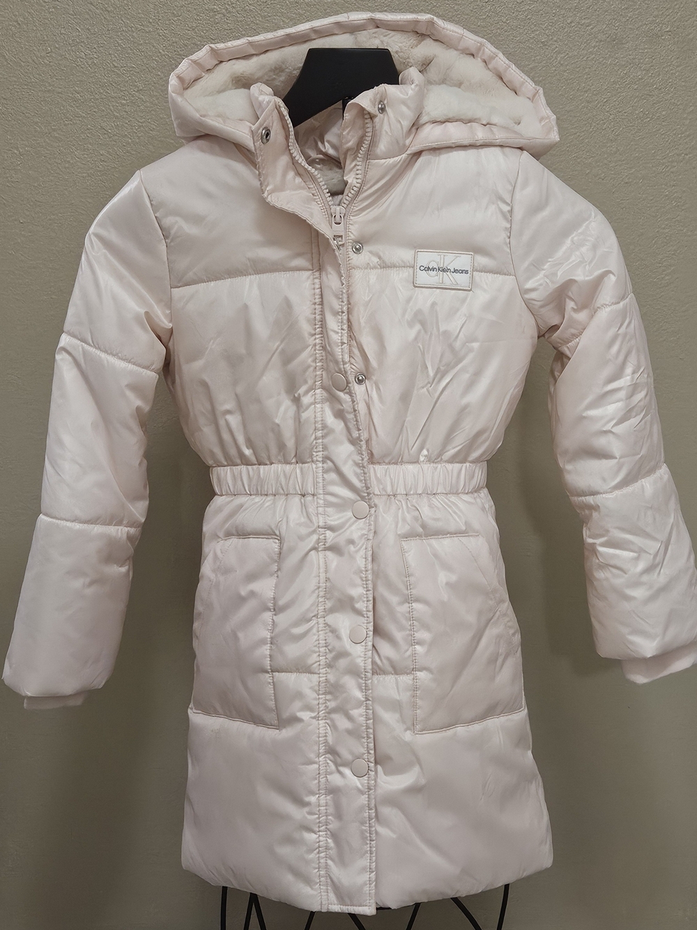 Calvin Klein Girls' Light Pink Puffer Coat with Hood